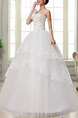 White One Shoulder Ball Gown Beading Embroidery Appliques Dress for Wedding