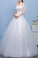 White Off Shoulder Princess Appliques Beading Dress for Wedding