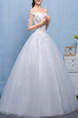 White Off Shoulder Princess Appliques Beading Dress for Wedding