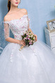 White Off Shoulder Princess Appliques Beading Dress for Wedding