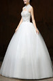 White High Neck Ball Gown Beading Appliques Dress for Wedding