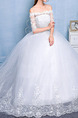 White Off Shoulder Princess Embroidery Dress for Wedding