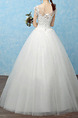 White Bateau Princess Beading Embroidery Dress for Wedding