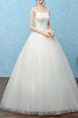 White Bateau Princess Beading Embroidery Dress for Wedding