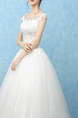 White Bateau Princess Beading Embroidery Dress for Wedding