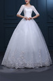 White Bateau Princess Beading Appliques Dress for Wedding