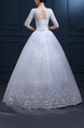 White Bateau Princess Beading Appliques Dress for Wedding
