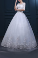 White Bateau Princess Beading Appliques Dress for Wedding