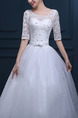 White Bateau Princess Beading Appliques Dress for Wedding