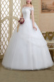 White Off Shoulder Ball Gown Beading Dress for Wedding