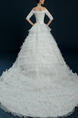 White Off Shoulder Ball Gown Beading Tiered Dress for Wedding