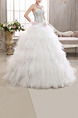 White Sweetheart Ball Gown Ruffle Beading Dress for Wedding