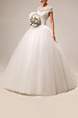 White Bateau Ball Gown Embroidery Beading Dress for Wedding