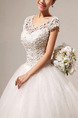 White Bateau Ball Gown Embroidery Beading Dress for Wedding