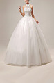 White Halter Ball Gown Beading Embroidery Dress for Wedding