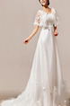 White Strapless Illusion A-Line Embroidery Dress for Wedding