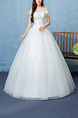 White Off Shoulder Ball Gown Beading Appliques Dress for Wedding