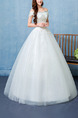 White Off Shoulder Ball Gown Beading Appliques Dress for Wedding