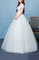 White Off Shoulder Ball Gown Beading Appliques Dress for Wedding