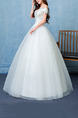 White Off Shoulder Ball Gown Beading Appliques Dress for Wedding