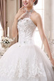 White Halter Illusion Ball Gown Beading Embroidery Dress for Wedding