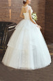 White Bateau Illusion Ball Gown Beading Embroidery Dress for Wedding