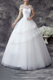 White Sweetheart Illusion Ball Gown Beading Tiered Embroidery Dress for Wedding