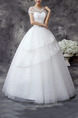 White Sweetheart Illusion Ball Gown Beading Tiered Embroidery Dress for Wedding