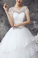 White Sweetheart Illusion Ball Gown Beading Tiered Embroidery Dress for Wedding