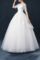 White Off Shoulder Ball Gown Embroidery Dress for Wedding