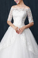 White Off Shoulder Ball Gown Embroidery Dress for Wedding