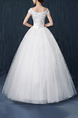 White V Neck Ball Gown Beading Dress for Wedding
