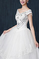 White V Neck Ball Gown Beading Dress for Wedding