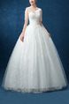 White V Neck Ball Gown Appliques Beading Embroidery Dress for Wedding