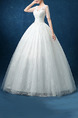 White V Neck Ball Gown Appliques Beading Embroidery Dress for Wedding