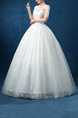 White V Neck Ball Gown Appliques Beading Embroidery Dress for Wedding