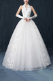 White Halter Ball Gown Beading Embroidery Dress for Wedding