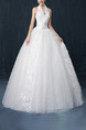 White Halter Ball Gown Beading Embroidery Dress for Wedding