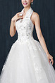 White Halter Ball Gown Beading Embroidery Dress for Wedding