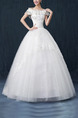 White Off Shoulder Ball Gown Beading Embroidery Dress for Wedding