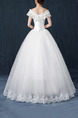 White Off Shoulder Ball Gown Beading Embroidery Dress for Wedding