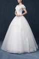 White Off Shoulder Ball Gown Beading Embroidery Dress for Wedding