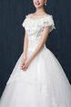 White Off Shoulder Ball Gown Beading Embroidery Dress for Wedding