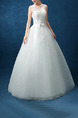 White Jewel Illusion Princess Beading Appliques Dress for Wedding