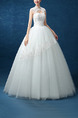 White High Neck Ball Gown Beading Embroidery Appliques Dress for Wedding