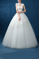 White High Neck Ball Gown Beading Embroidery Appliques Dress for Wedding