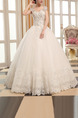 White V Neck Ball Gown Beading Embroidery Dress for Wedding