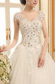 White V Neck Ball Gown Beading Embroidery Dress for Wedding