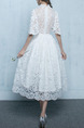 White High Neck Illusion Ball Gown Embroidery Sash Ribbon Dress for Wedding