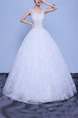 White V Neck Ball Gown Embroidery Appliques Dress for Wedding